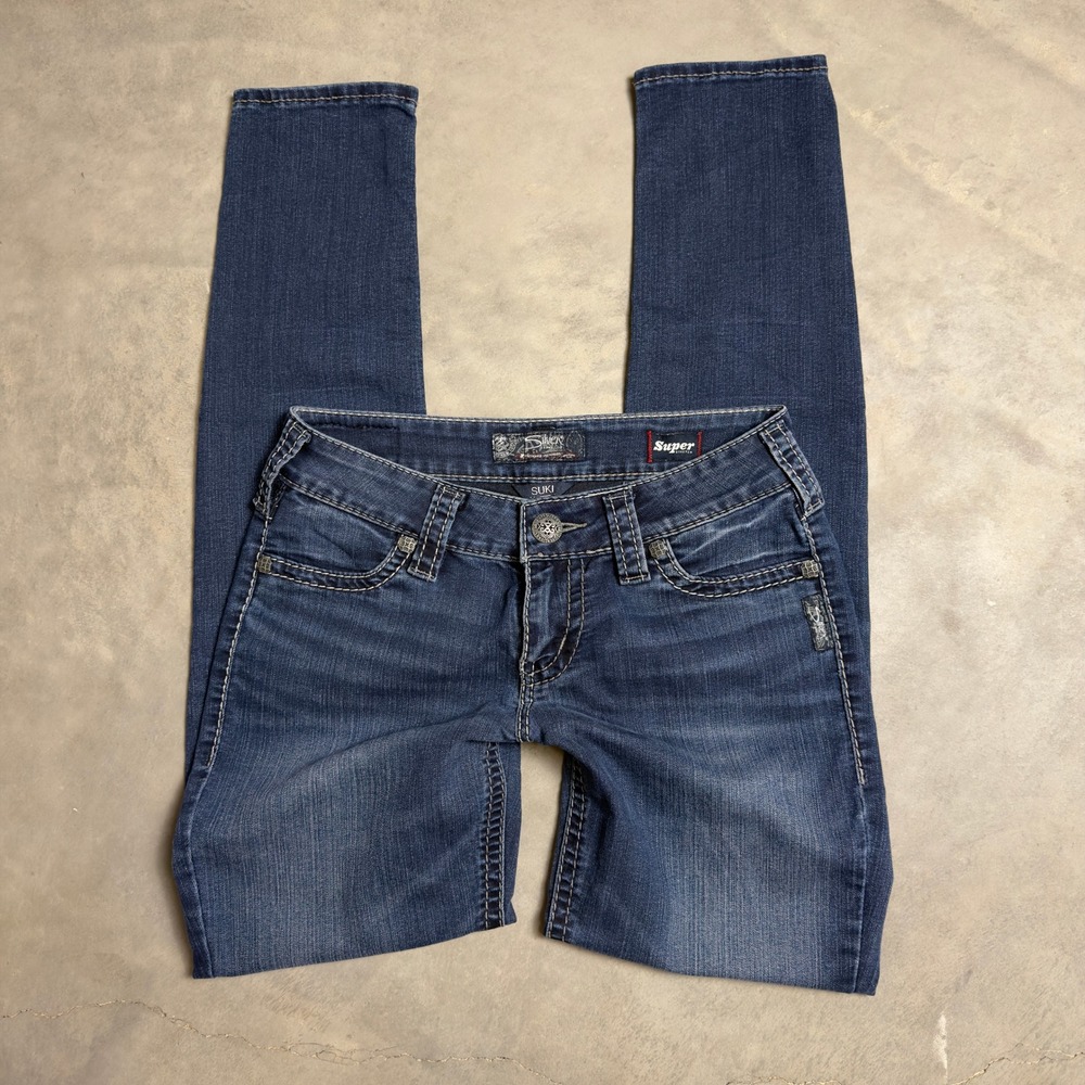 Silver Jeans Co Suki Mid Super Skinny Jeans Womens W27 L31 Blue Dark Wash Y2K